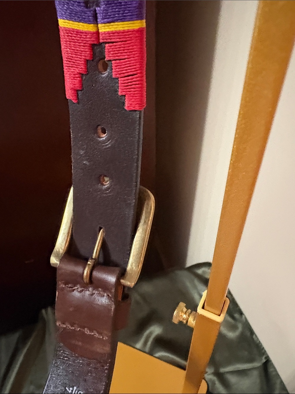 Handwoven Purple and Red Geometric Women's Belt - Picture 3 of 4